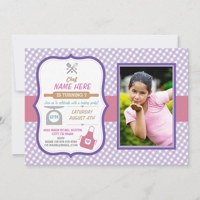 Invitación Chicas de la fiesta de cumpleaños de Bakery Baking (Anverso)
