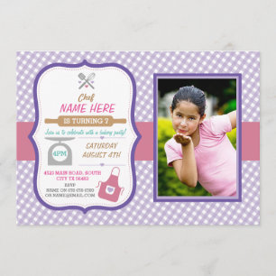 Invitación Chicas de la fiesta de cumpleaños de Bakery Baking