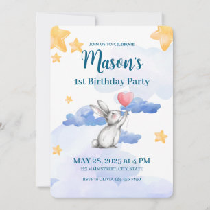 Invitación Chicas de la fiesta de cumpleaños de conejo conejo