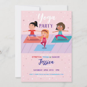 Invitación Chicas de la fiesta de cumpleaños del yoga agitan 