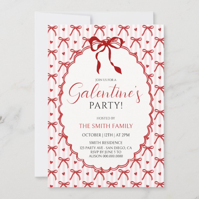 Invitación Chicas de la fiesta de Galentine (Anverso)