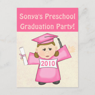 Invitación Chicas de la Fiesta de Graduación de Preescolar/Ja