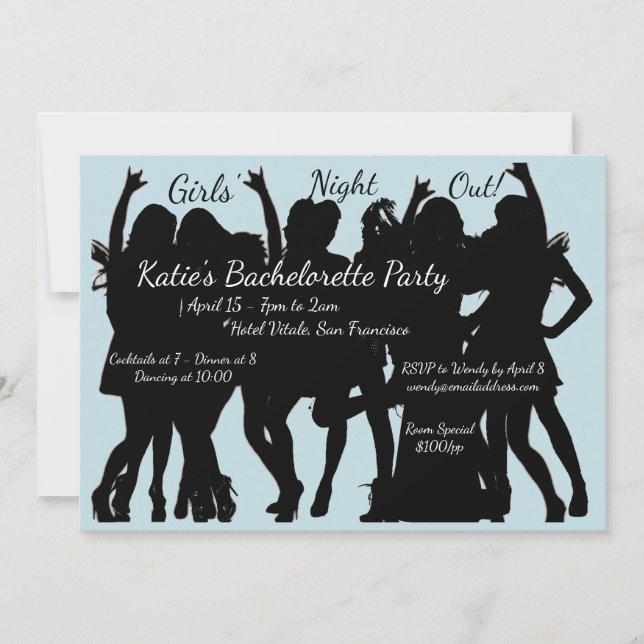 Invitación Chicas de la fiesta de la soltera (Anverso)