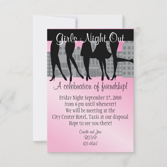 Invitación Chicas de la noche a la mañana (Anverso)