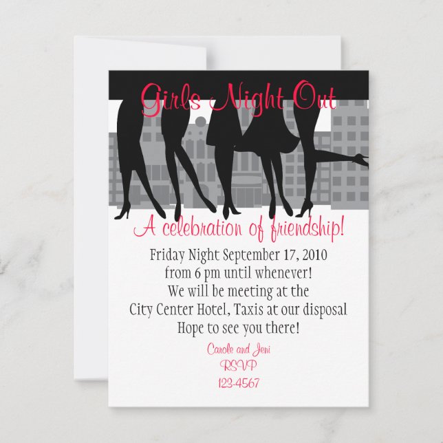 Invitación Chicas de la noche a la mañana (Anverso)