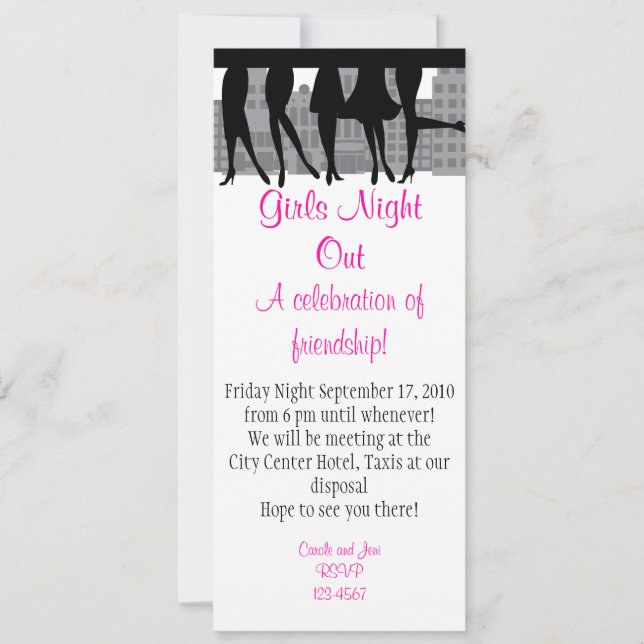 Invitación Chicas de la noche a la mañana (Anverso)