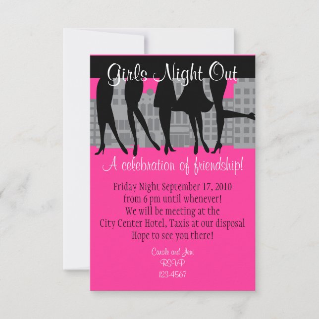 Invitación Chicas de la noche a la mañana (Anverso)
