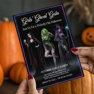 Invitación Chicas de la noche fuera bailando Monstruo de la f