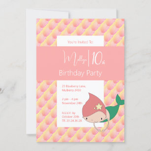 Invitación chicas de la sirena de la ilusión 10 cumpleaños