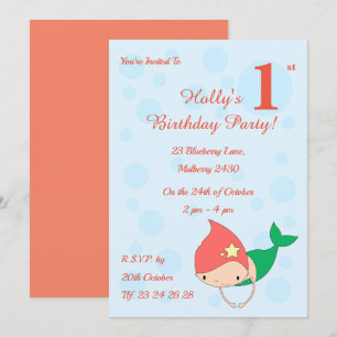 Invitación chicas de la sirena de la tirita de algodón