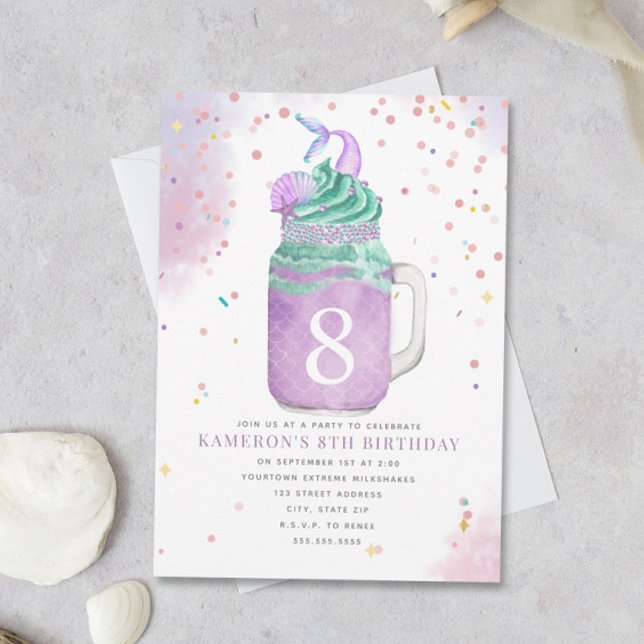 Invitación Chicas de la Sirena Mason Jar Milkshake Age Inv (Subido por el creador)
