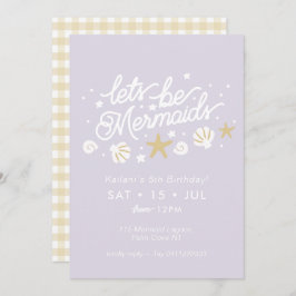 Invitación Chicas de la Sirvienta Fiesta Lilac y Gingham Cump