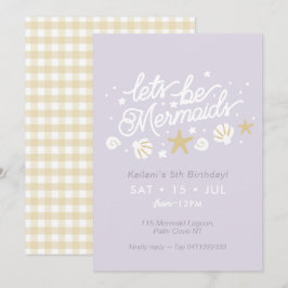 Invitación Chicas de la Sirvienta Fiesta Lilac y Gingham Cump
