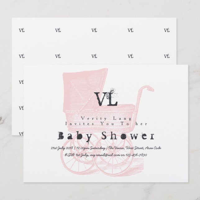 Invitación Chicas de la vieja usanza baby Shower invita a Kra (Anverso / Reverso)