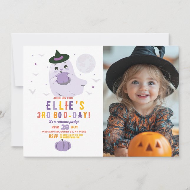 Invitación Chicas de las calabazas de cumpleaños fantasma (Anverso)