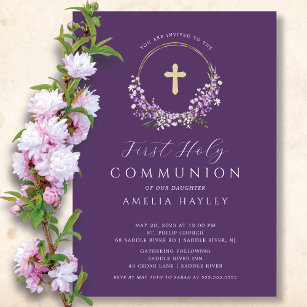 Invitación Chicas de las flores de Lilac en primera comunión