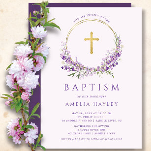 Invitación Chicas de las flores de Lilac primero bautizan