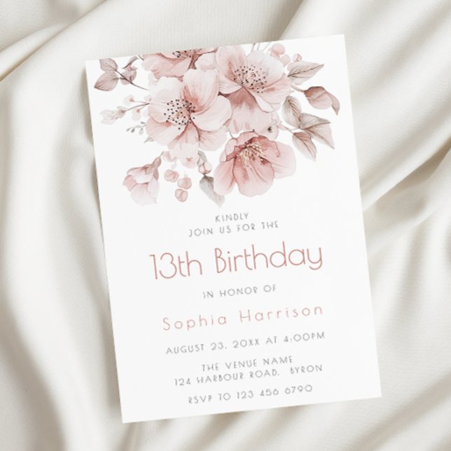 Invitación Chicas de las flores dulces rosadas 13ª fiesta de  (Subido por el creador)