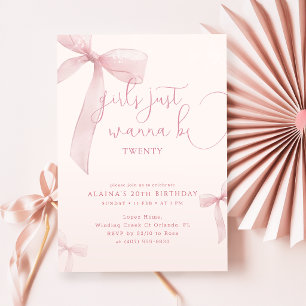 Invitación Chicas de lazo rosa simplemente quieren tener vein