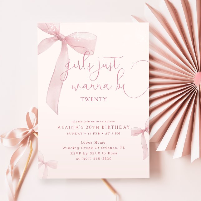 Invitación Chicas de lazo rosa simplemente quieren tener vein (Subido por el creador)