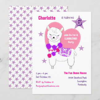 Invitación Chicas de Llama Llamando, Fiesta de cumpleaños abu