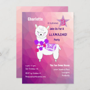 Invitación Chicas de Llama Llamando, Fiesta de cumpleaños abu