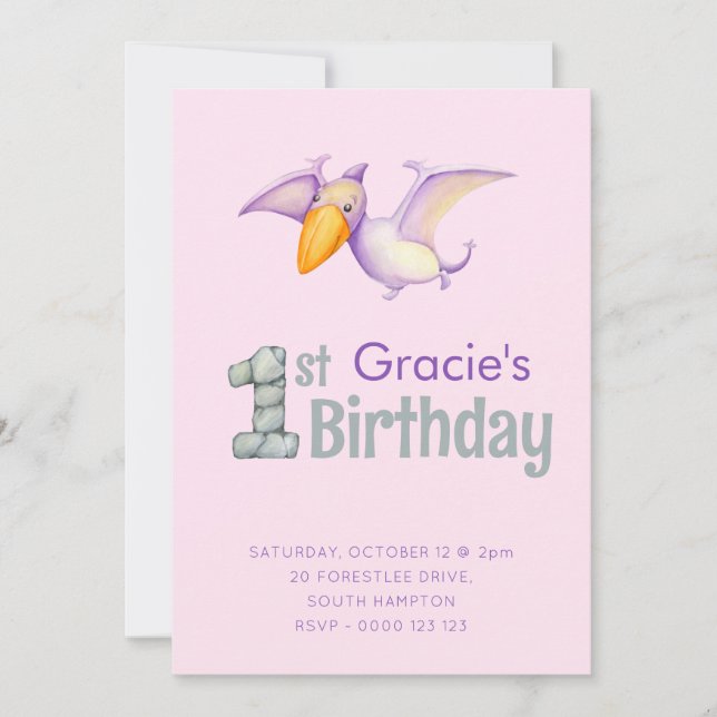 Invitación Chicas de los Fiestas del primer cumpleaños de Cut (Anverso)