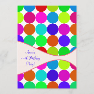 Invitación Chicas de lunares de neón Cumpleaños de cualquier 