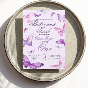 Invitación Chicas de mariposa 1er cumpleaños