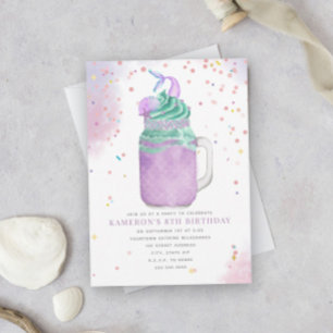 Invitación Chicas de Mermaid Mason Jar Milkshake Invitat