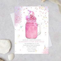 Chicas de Mermaid Mason Jar Pink Milkshake Cumplea