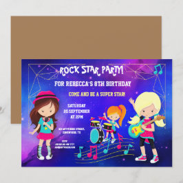 Invitación Chicas de moda cantan rock pop estrella fiesta de 