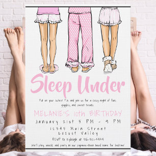 Invitación Chicas de moda Pijama para preadolescentes Fiest