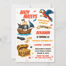 Invitación Chicas de niños editables Tema de la caza del teso