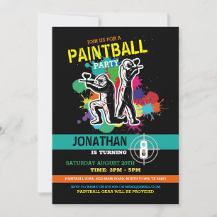 Invitación Chicas de páintball Birthday Paint Boy