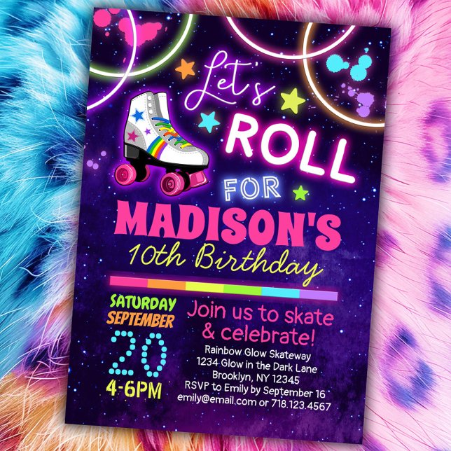 Invitación Chicas de patinaje sobre ruedas Fiesta de cumpleañ (Subido por el creador)