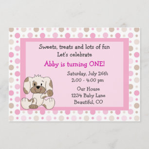 Invitación Chicas de perros copiosos invitan al primer cumple
