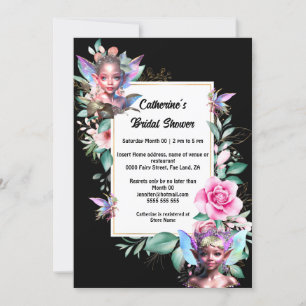 Invitación Chicas de pixistas florales de rosa rosado y hadas
