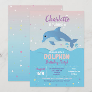 Invitación Chicas de playa de Dolphin Birthday Party Ocean