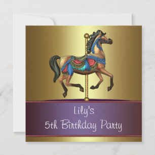 Invitación Chicas de Poni de Carrusel Fiesta de Cumpleaños nú