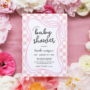 Invitación Chicas de Preppy Coquette Bow Baby Shower