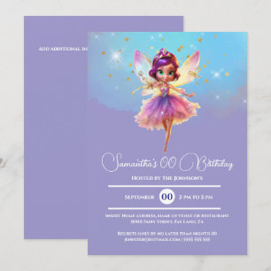 Invitación Chicas de princesa de hadas fiesta de cumpleaños c