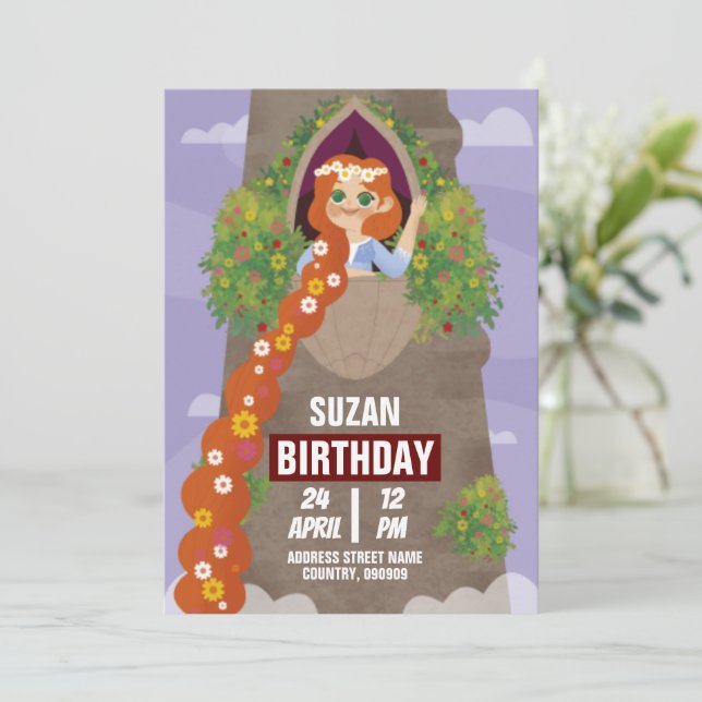 Invitación Chicas de princesa mágica simple Personalizado cum (Anverso de pie)