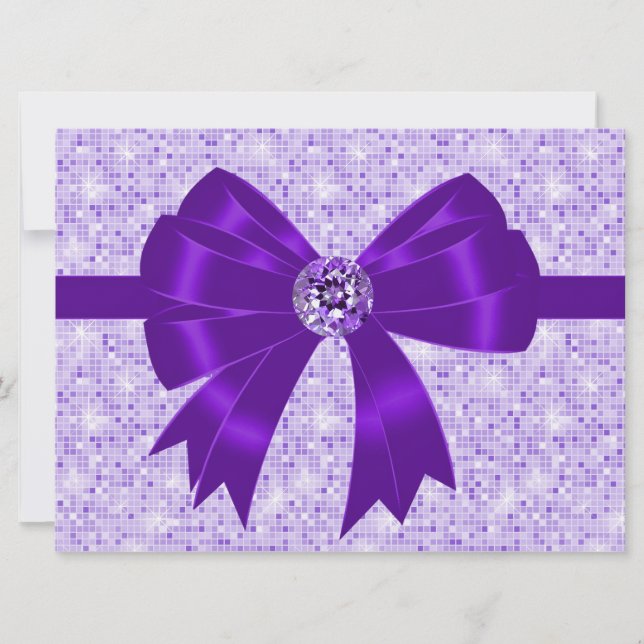 Invitación Chicas de Purple Bow Sparkle 18th Birthday Party (Anverso)