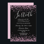 Invitación Chicas de Purpurinas de color rosado 40.º Fiesta d<br><div class="desc">Chicas de Purpurinas de color rosa negro invitan a Fiesta de cumpleaños 40</div>