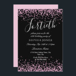 Invitación Chicas de Purpurinas de color rosado 40.º Fiesta d<br><div class="desc">Chicas de Purpurinas de color rosa negro invitan a Fiesta de cumpleaños 40</div>