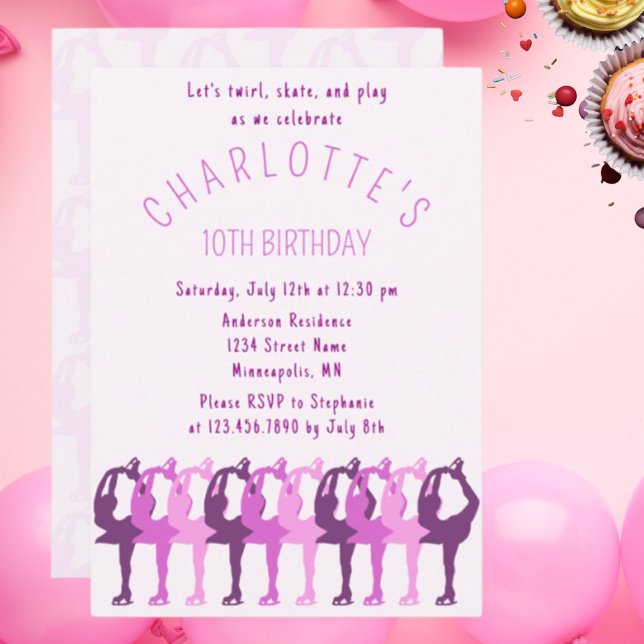Invitación Chicas de Skater de Twirl Skate Play Birthday (Subido por el creador)