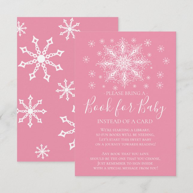 Invitación Chicas de Snowflake Libro de Baby Shower para bebé (Anverso / Reverso)