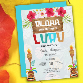 Invitación Chicas de Summer Beach Luau, Tropical, 10 años