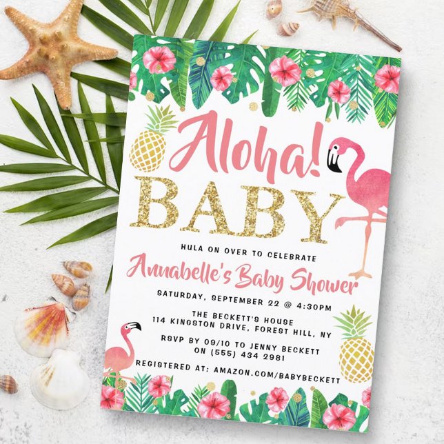 Invitación Chicas de Summer Beach Luau Tropical Baby Shower (Subido por el creador)